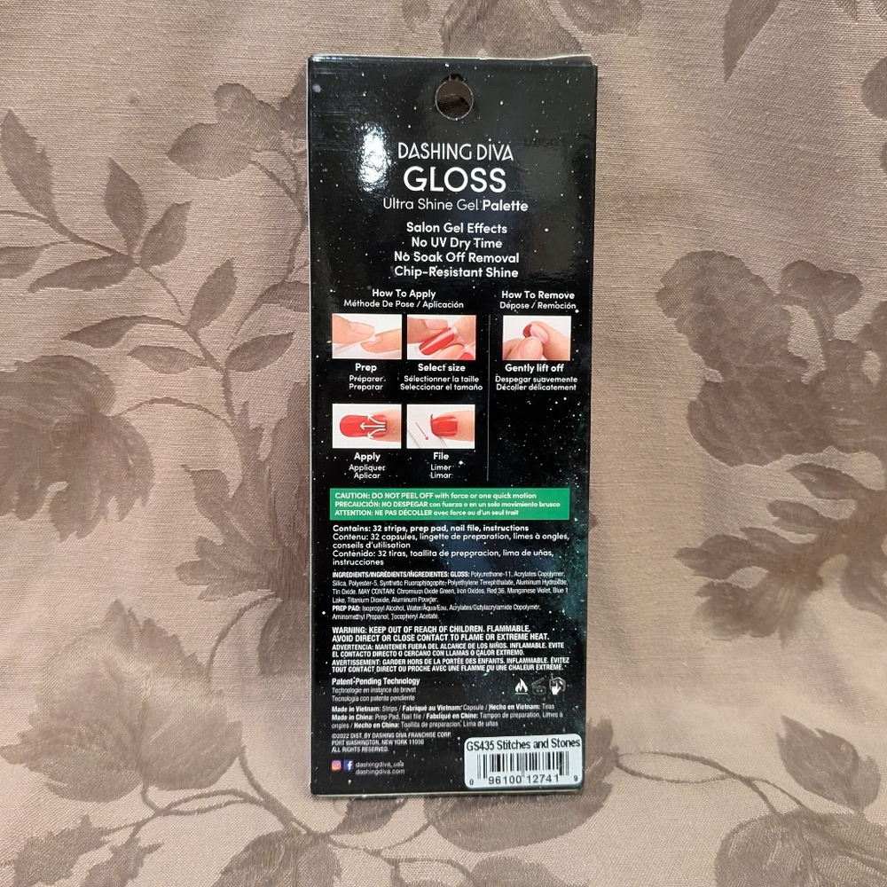 Dashing Diva Stitches And Stones Gel Nail Polish Strips, New With Tags! - Picture 2 of 7